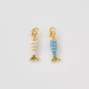 Gold Filled Enamel Fish Charm, CZ Fish Pendant, Ocean Sea Jewelry Finding, Marine Charm for Necklace Bracelet DIY Jewelry, CP2483