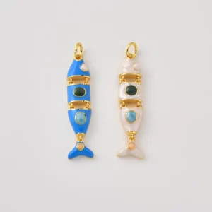 Gold Filled Enamel Fish Charm, Articulated Fish Pendant, Ocean Sea Jewelry Finding for Necklace Bracelet DIY Jewelry, Gift for Her, CP2486