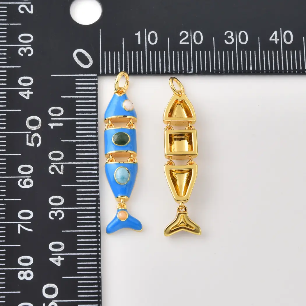 Gold Filled Enamel Fish Charm, Articulated Fish Pendant, Ocean Sea Jewelry Finding for Necklace Bracelet DIY Jewelry, Gift for Her, CP2486 - Image 3