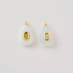 Gold Filled Opalite Teardrop Charm with Peridot CZ, Opalite Gemstone Pendant, Pear Drop Necklace Bracelet Charm DIY Jewelry, CP2488