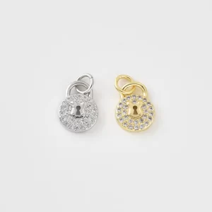 Gold Filled CZ Padlock Charm, Pave Lock Pendant, Dainty Lock Charm for Necklace Bracelet, DIY Jewelry Supply, Gift for Her, CP2493