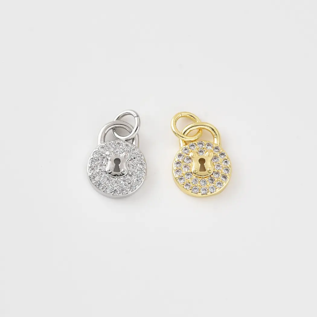 Gold Filled CZ Padlock Charm, Pave Lock Pendant, Dainty Lock Charm for Necklace Bracelet, DIY Jewelry Supply, Gift for Her, CP2493