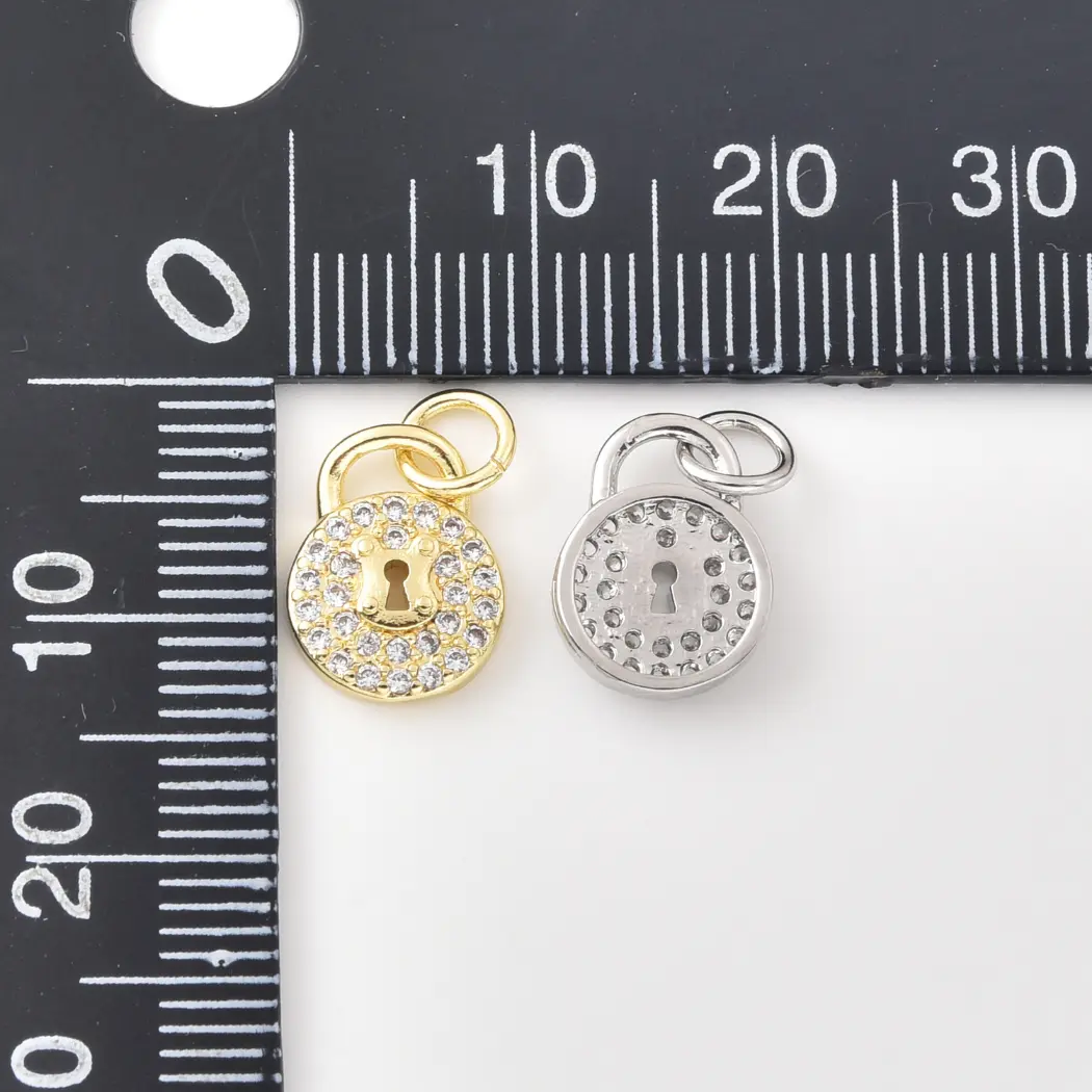 Gold Filled CZ Padlock Charm, Pave Lock Pendant, Dainty Lock Charm for Necklace Bracelet, DIY Jewelry Supply, Gift for Her, CP2493 - Image 3