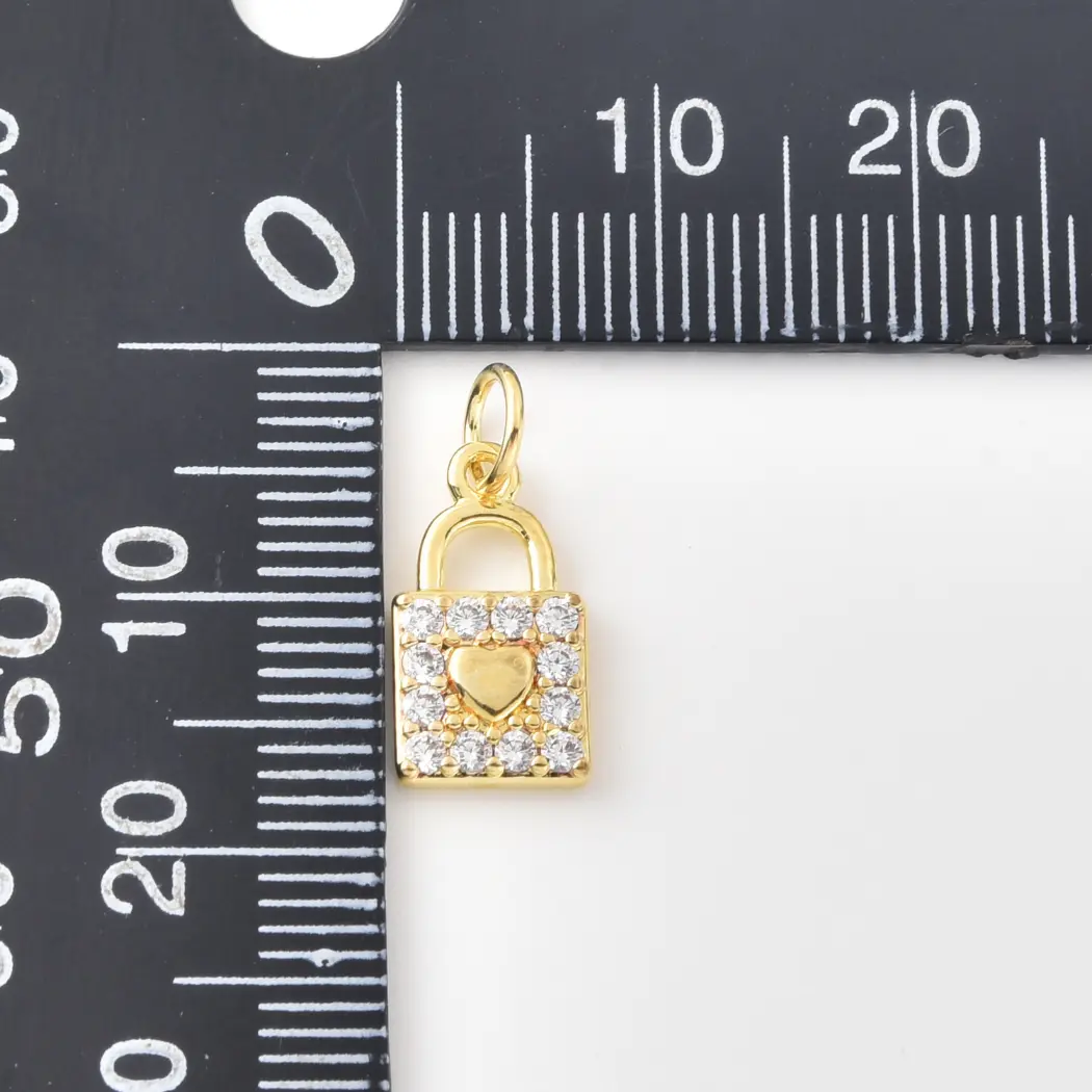 Gold Filled Heart Padlock Charm, CZ Lock Pendant, Dainty Love Lock Charm for Necklace Bracelet, DIY Jewelry Supply, Gift for Her, CP2494 - Image 3