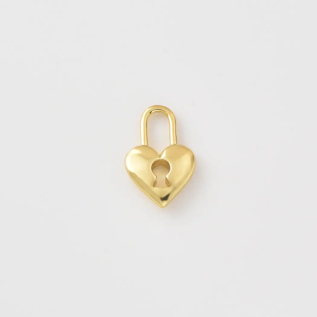 Gold Filled Heart Padlock Charm, Heart Lock Pendant, Love Lock Charm for Necklace Bracelet, Minimalist DIY Jewelry Supply, CP2495