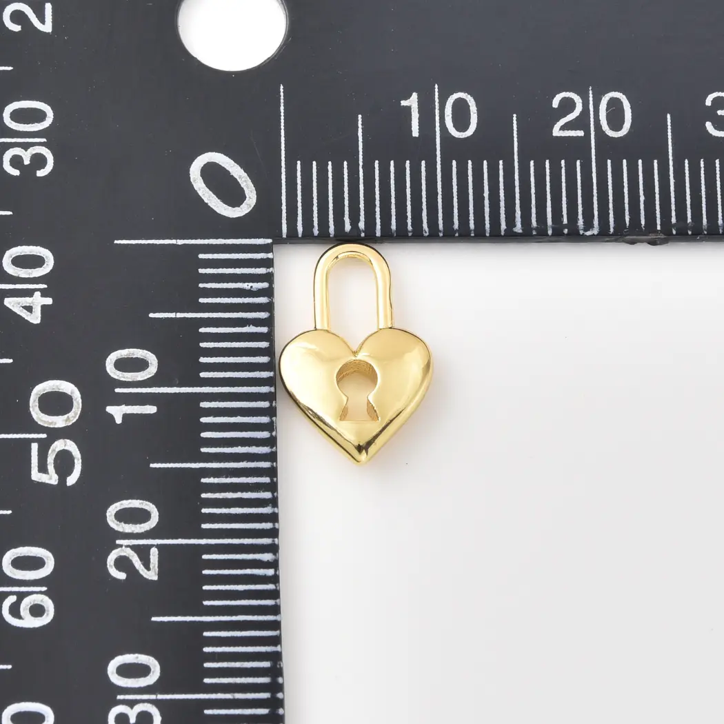 Gold Filled Heart Padlock Charm, Heart Lock Pendant, Love Lock Charm for Necklace Bracelet, Minimalist DIY Jewelry Supply, CP2495 - Image 3