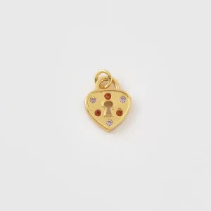 Gold Filled CZ Heart Padlock Charm, Heart Lock Pendant, Love Lock Charm for Necklace Bracelet DIY Jewelry Making Supply, Gift for Her CP2496