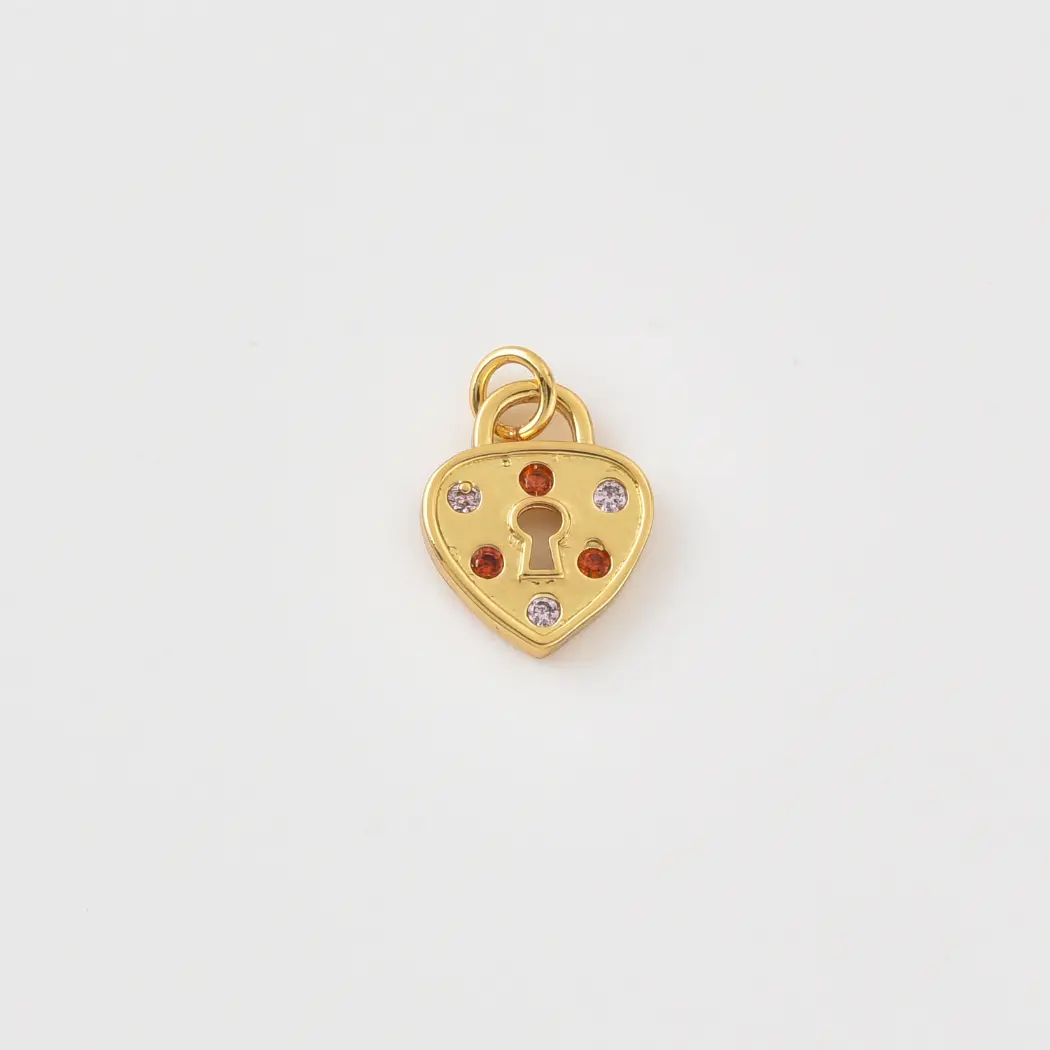 Gold Filled CZ Heart Padlock Charm, Heart Lock Pendant, Love Lock Charm for Necklace Bracelet DIY Jewelry Making Supply, Gift for Her CP2496