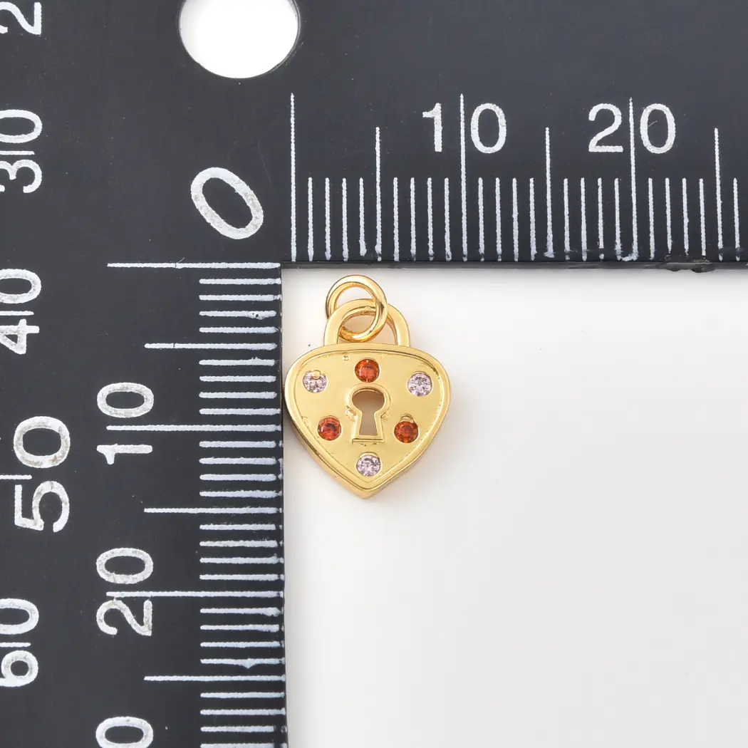 Gold Filled CZ Heart Padlock Charm, Heart Lock Pendant, Love Lock Charm for Necklace Bracelet DIY Jewelry Making Supply, Gift for Her CP2496 - Image 3