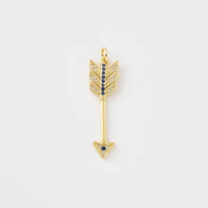 Gold Filled CZ Arrow Charm, Blue Sapphire CZ Arrow Pendant, Dainty Arrow Charm for Necklace Bracelet, DIY Jewelry Supply, CP2498