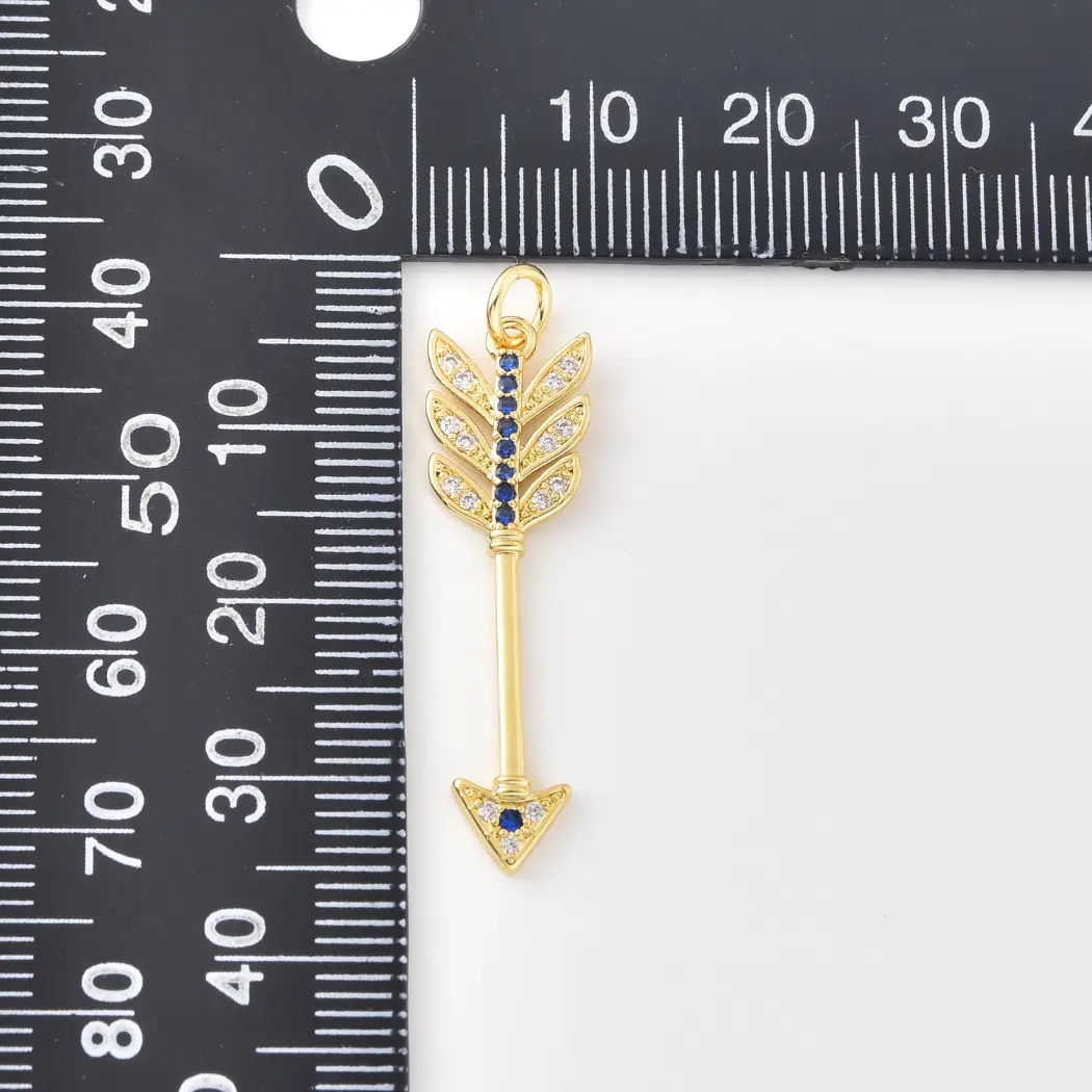 Gold Filled CZ Arrow Charm, Blue Sapphire CZ Arrow Pendant, Dainty Arrow Charm for Necklace Bracelet, DIY Jewelry Supply, CP2498 - Image 3