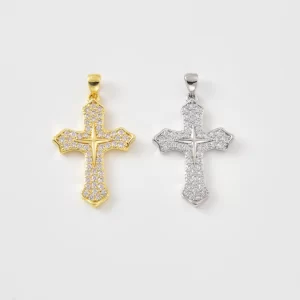 Gold Filled CZ Cross Charm, Pave Cross Pendant, Dainty Religious Cross Charm, Silver Cross Pendant, DIY Jewelry Supply, Gift for Her, CP2499