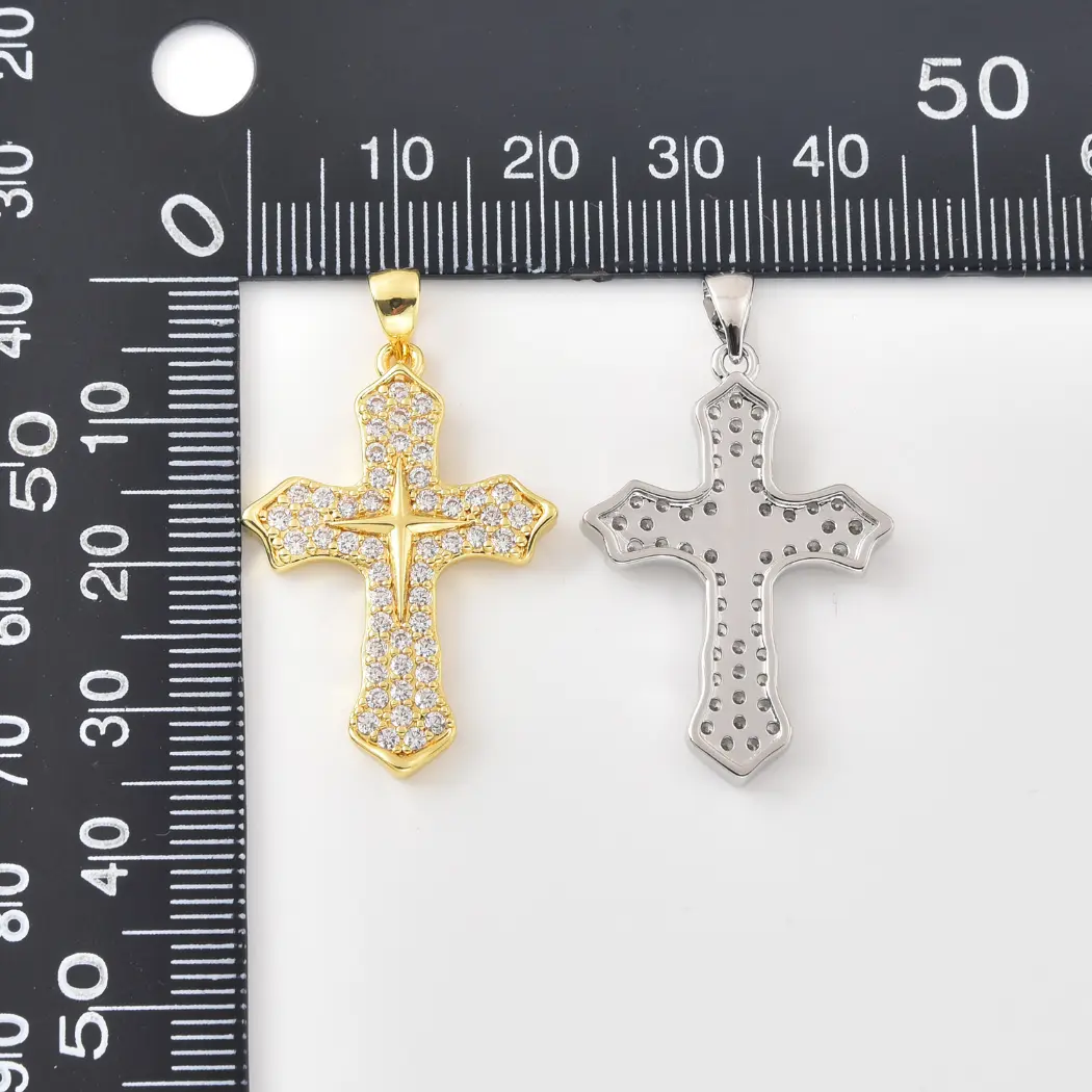 Gold Filled CZ Cross Charm, Pave Cross Pendant, Dainty Religious Cross Charm, Silver Cross Pendant, DIY Jewelry Supply, Gift for Her, CP2499 - Image 3