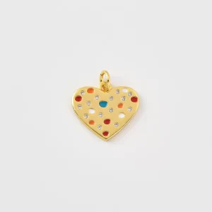 Gold Filled Colorful Heart Charm, Enamel Heart Pendant, CZ Heart Charm, Dainty Love Charm, DIY Necklace Pendant, Gift for Her, CP2501