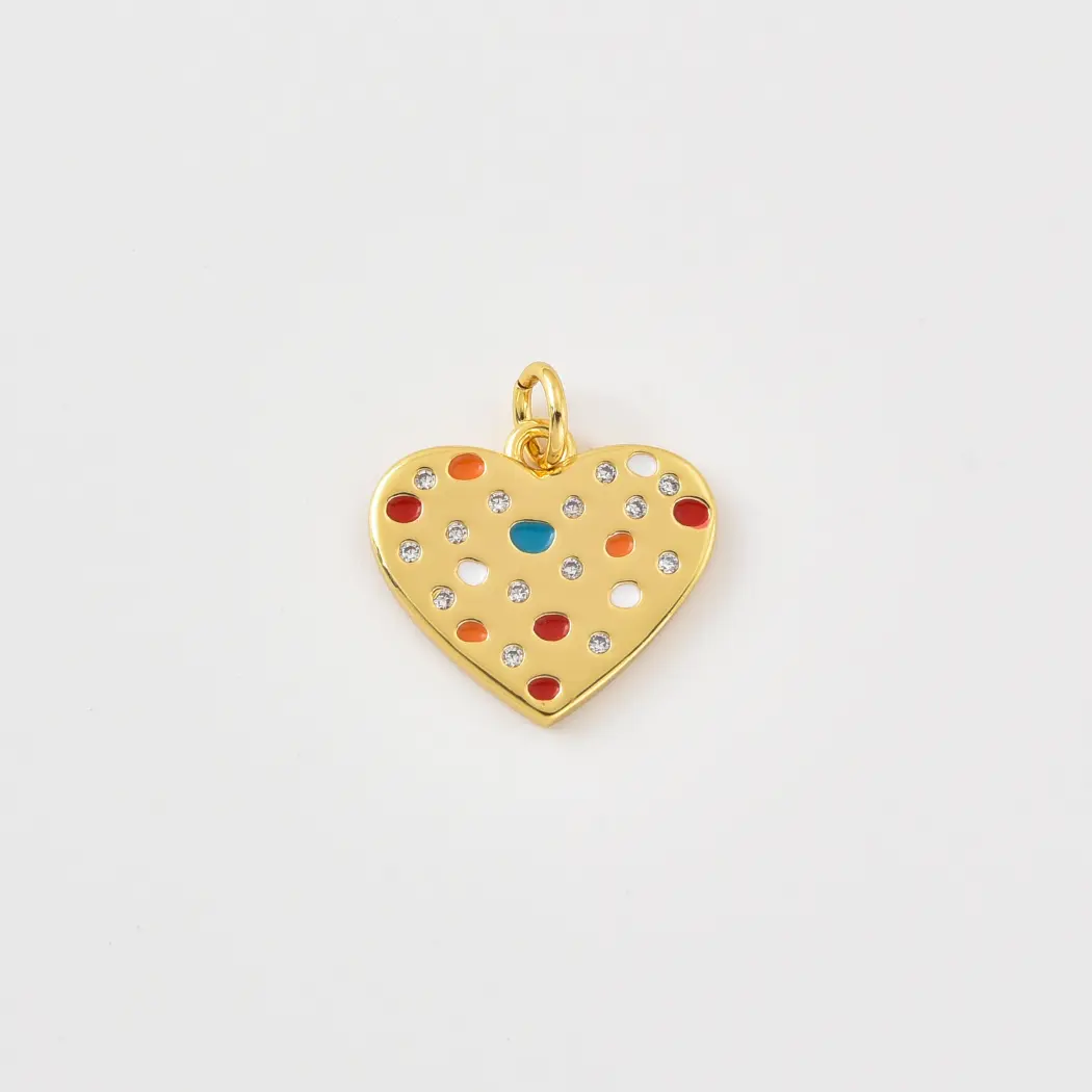 Gold Filled Colorful Heart Charm, Enamel Heart Pendant, CZ Heart Charm, Dainty Love Charm, DIY Necklace Pendant, Gift for Her, CP2501