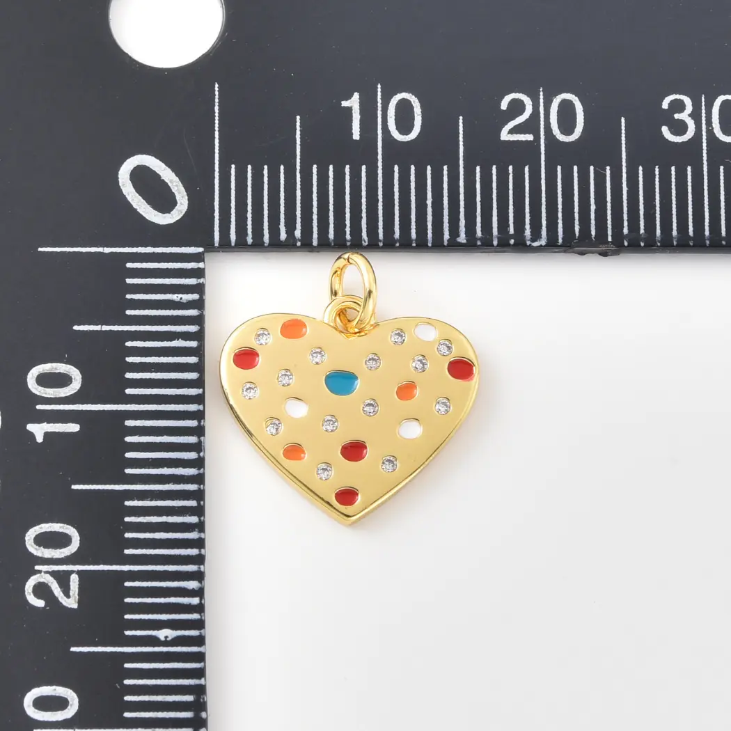 Gold Filled Colorful Heart Charm, Enamel Heart Pendant, CZ Heart Charm, Dainty Love Charm, DIY Necklace Pendant, Gift for Her, CP2501 - Image 3