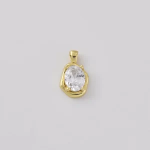 Gold Filled Oval Cubic Zirconia Charm, Minimalist CZ Pendant, Dainty Crystal Connector for Necklace Bracelet Jewelry Making, CP2507