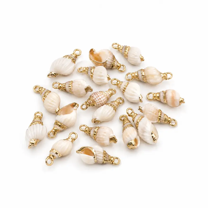 Gold Filled Natural Shell Charm, Real Seashell Pendant, Ocean Beach Shell Connector, Coastal Nautical Jewelry Making Supply, CP2509