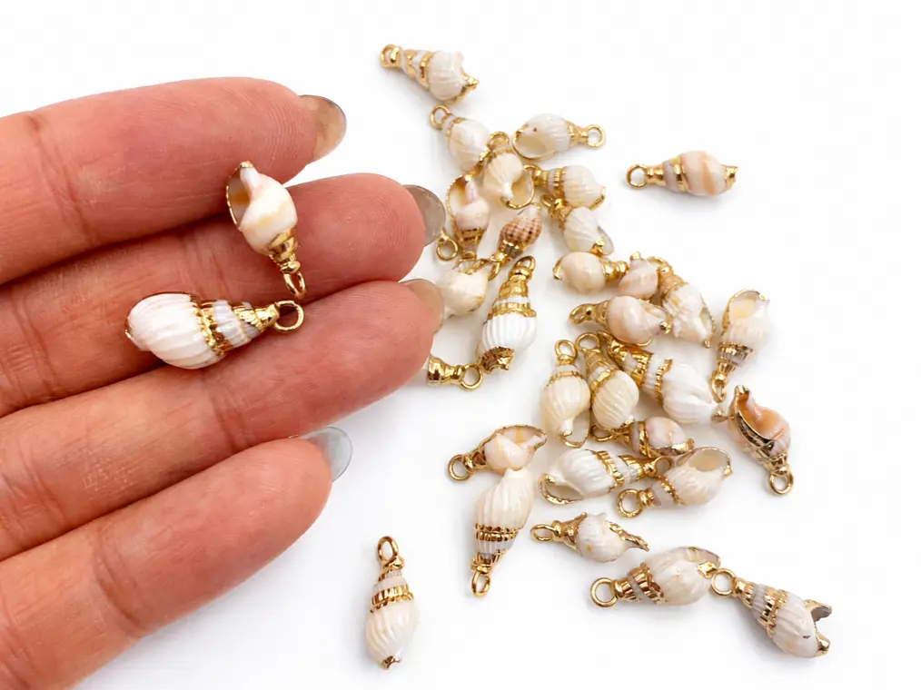 Gold Filled Natural Shell Charm, Real Seashell Pendant, Ocean Beach Shell Connector, Coastal Nautical Jewelry Making Supply, CP2509 - Image 2