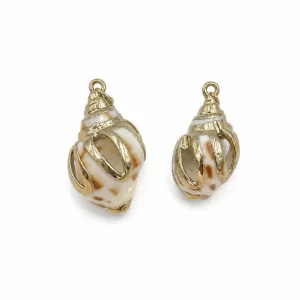 Gold Filled Natural Shell Pendant, Real Seashell Charm, Ocean Shell Connector, Coastal Beach Jewelry Charm, DIY Necklace Supply, CP2510