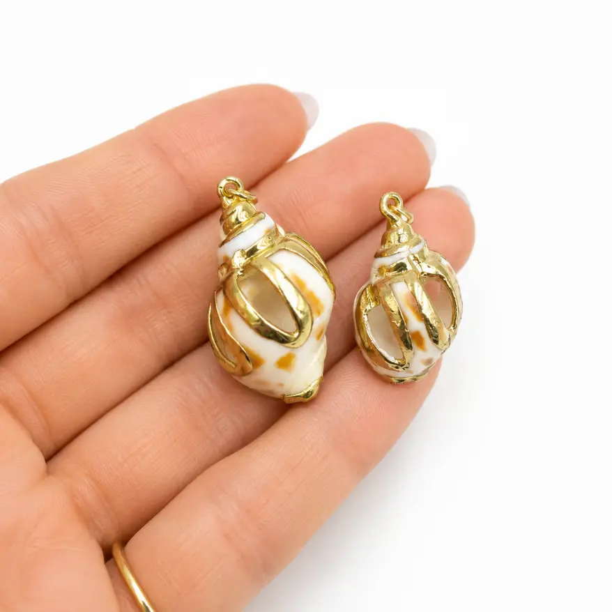 Gold Filled Natural Shell Pendant, Real Seashell Charm, Ocean Shell Connector, Coastal Beach Jewelry Charm, DIY Necklace Supply, CP2510 - Image 2