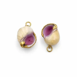 Gold Filled Natural Shell Pendant, Purple Seashell Charm, Ocean Shell Connector, Coastal Beach Jewelry Charm, DIY Necklace Supply, CP2512