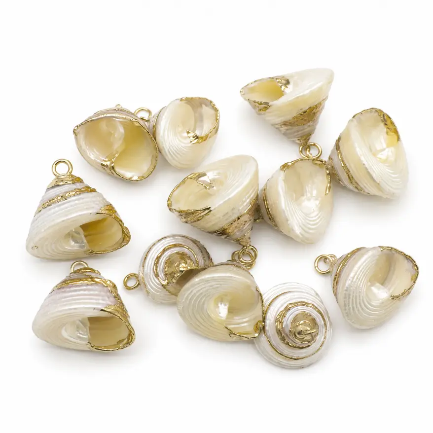 Gold Filled Natural Shell Pendant, Real Spiral Seashell Charm, Ocean Shell Connector, Coastal Beach Jewelry Supply, Gift for Her, CP2513