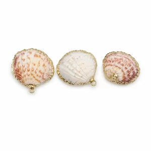 Gold Filled Natural Scallop Shell Pendant, Real Seashell Charm, Coastal Beach Ocean Jewelry Pendant, DIY Necklace Supply, CP2516
