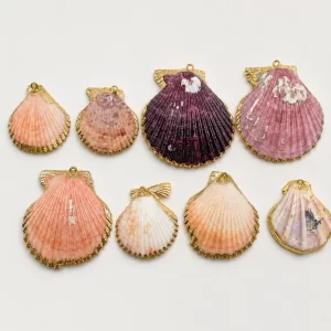 Gold Filled Natural Scallop Shell Pendant, Electroplated Sea Shell Charm, Beach Jewelry Pendant, Ocean DIY Supply, Gift for Her, CP2517