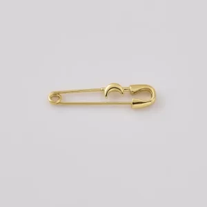 Gold Filled Crescent Moon Safety Pin Charm, Celestial Pin Pendant, Minimalist Moon Brooch Connector, Jewelry Making Supply, CP2520