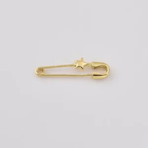 Gold Filled Star Safety Pin Charm, Celestial Pin Pendant, Minimalist Star Brooch Connector, Jewelry Making Supply, Gift for Her, CP2521