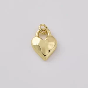 Gold Filled Puffed Heart Lock Pendant, Minimalist Heart Padlock Charm, Romantic Necklace Pendant, DIY Jewelry Supply, Gift for Her, CP2525