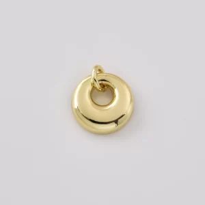 Gold Filled Puffed Circle Pendant, Minimalist Donut Charm, Modern Round Pendant, Geometric Necklace Charm, DIY Jewelry Supply, CP2526