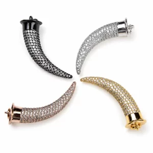 Gold Filled CZ Horn Pendant Charm, Pave Cubic Zirconia Tusk Necklace Pendant, Jewelry Making Supply, DIY Jewelry, Gift for Her, CP274