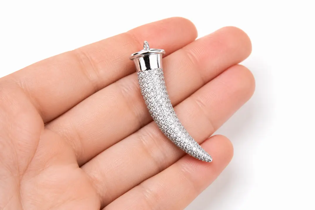 Gold Filled CZ Horn Pendant Charm, Pave Cubic Zirconia Tusk Necklace Pendant, Jewelry Making Supply, DIY Jewelry, Gift for Her, CP274 - Image 3