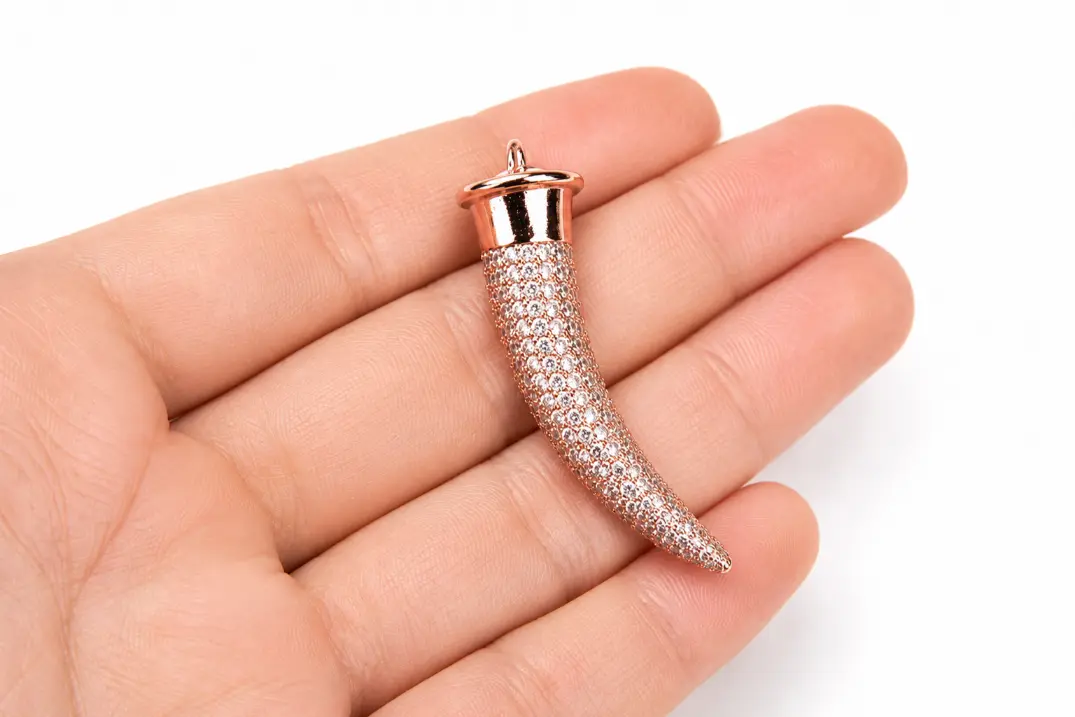 Gold Filled CZ Horn Pendant Charm, Pave Cubic Zirconia Tusk Necklace Pendant, Jewelry Making Supply, DIY Jewelry, Gift for Her, CP274 - Image 5