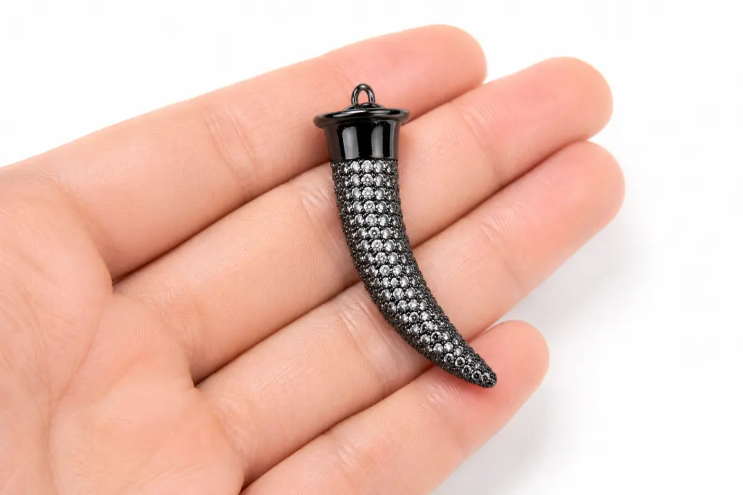 Gold Filled CZ Horn Pendant Charm, Pave Cubic Zirconia Tusk Necklace Pendant, Jewelry Making Supply, DIY Jewelry, Gift for Her, CP274 - Image 4