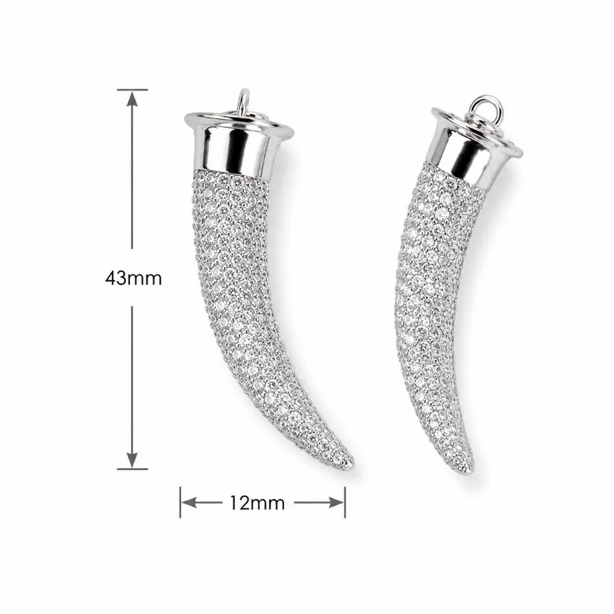 Gold Filled CZ Horn Pendant Charm, Pave Cubic Zirconia Tusk Necklace Pendant, Jewelry Making Supply, DIY Jewelry, Gift for Her, CP274 - Image 6
