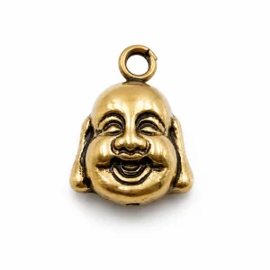 Gold Filled Buddha Head Pendant Charm, Spiritual Lucky Laughing Buddha Jewelry Pendant, Meditation Necklace Bracelet DIY Charm, CP476