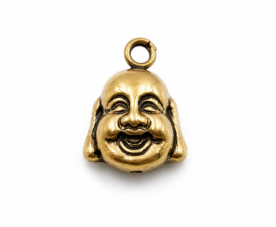 Gold Filled Buddha Head Pendant Charm, Spiritual Lucky Laughing Buddha Jewelry Pendant, Meditation Necklace Bracelet DIY Charm, CP476