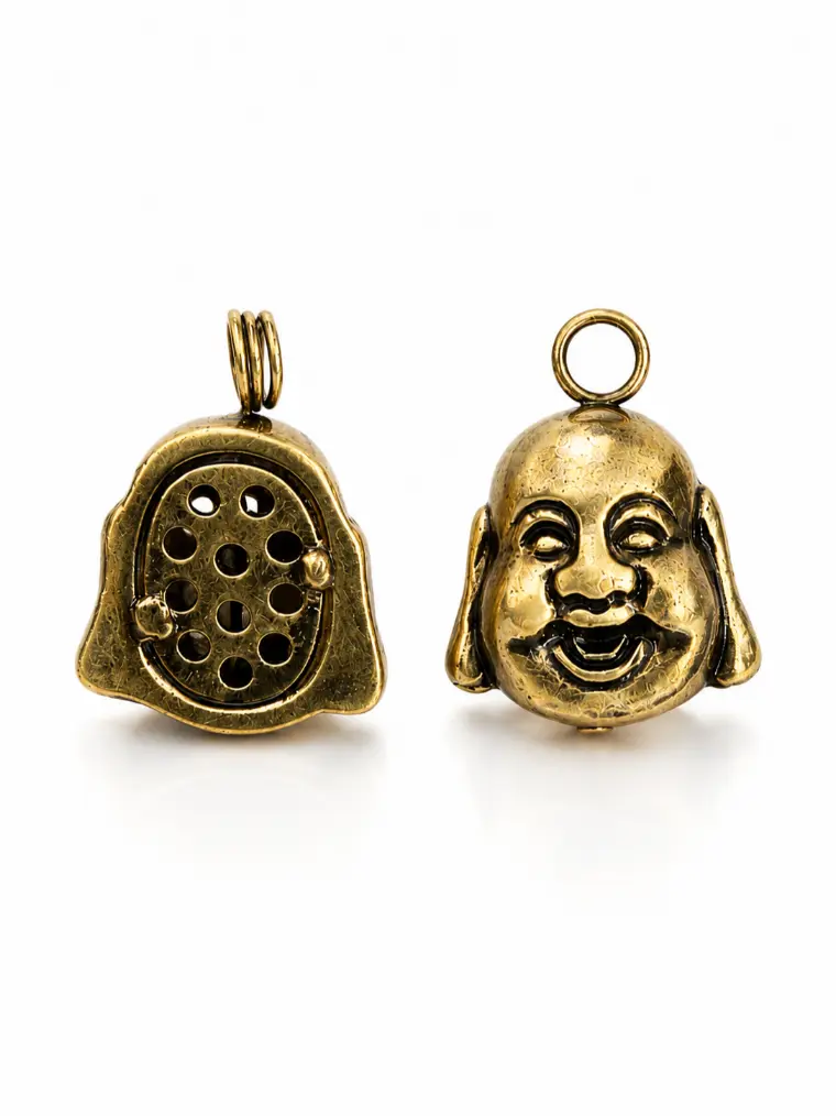 Gold Filled Buddha Head Pendant Charm, Spiritual Lucky Laughing Buddha Jewelry Pendant, Meditation Necklace Bracelet DIY Charm, CP476 - Image 3