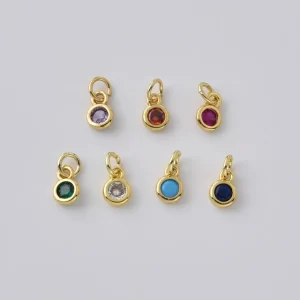 Gold Filled Birthstone Charm Pendant, Personalized Crystal Jewelry, Dainty Custom Initial Necklace Accessory, Gift for Women, CP946