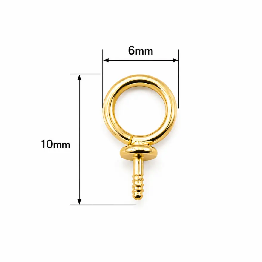 Gold Filled Screw Eye Pin Bail Connector for Pearl Pendant DIY Jewelry Making, 6mm Mini Eyelet Bails, DIY020 - Image 2