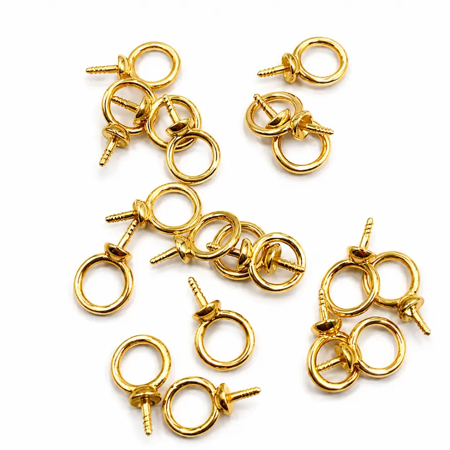 Gold Filled Screw Eye Pin Bail Connector for Pearl Pendant DIY Jewelry Making, 6mm Mini Eyelet Bails, DIY020 - Image 3