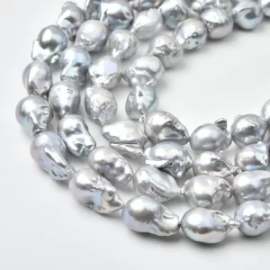 Natural Grey Freshwater Baroque Pearl Beads 12x10mm Large Irregular Loose Pearl Strand for Custom Jewelry Making FWP125