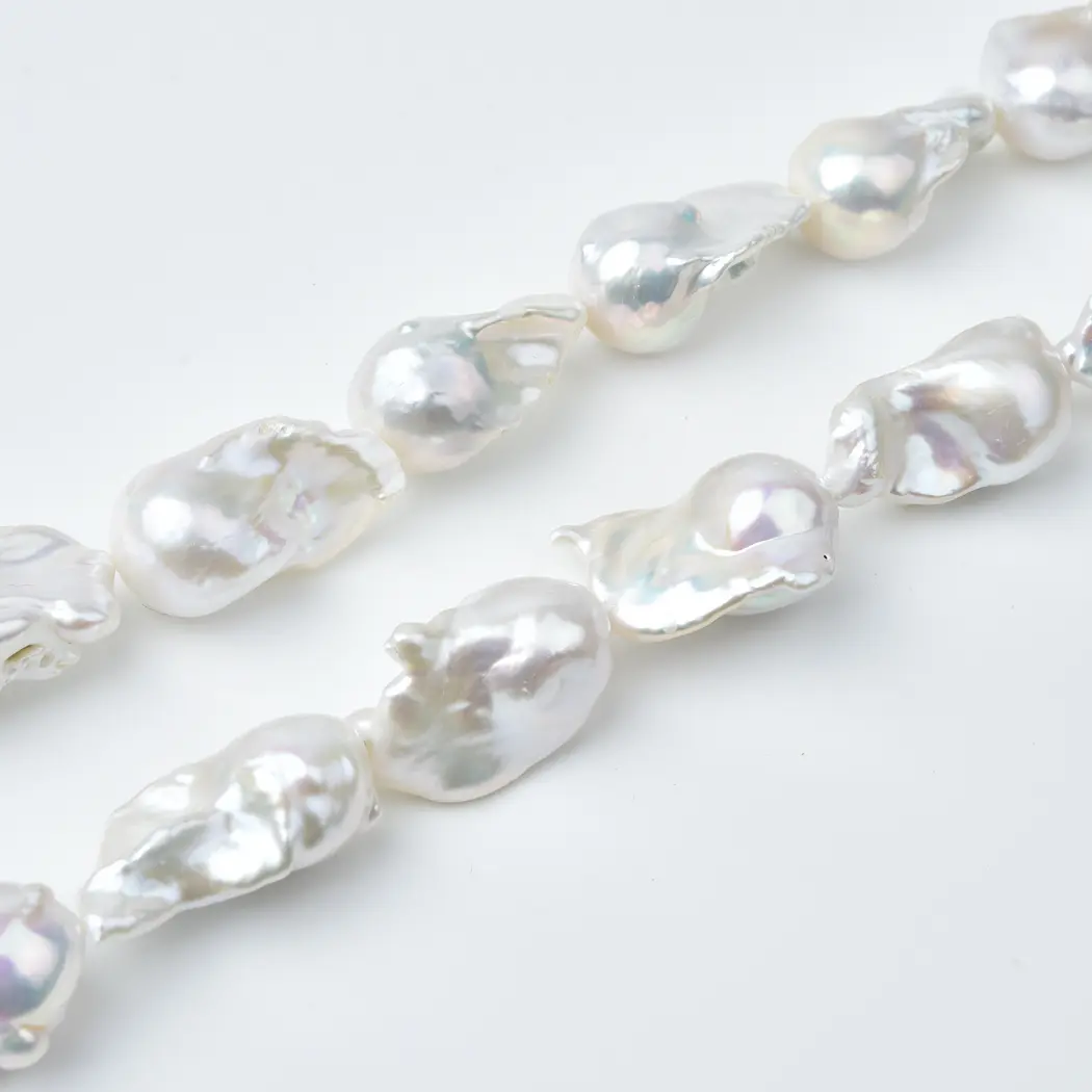 Large White Freshwater Baroque Pearl Beads 20x10mm Irregular Fireball for Statement Bridal Jewelry Making Supplies FWP126 - Image 4