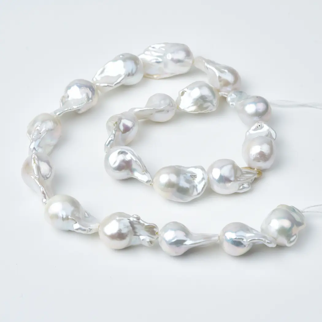 Large White Freshwater Baroque Pearl Beads 20x10mm Irregular Fireball for Statement Bridal Jewelry Making Supplies FWP126 - Image 5