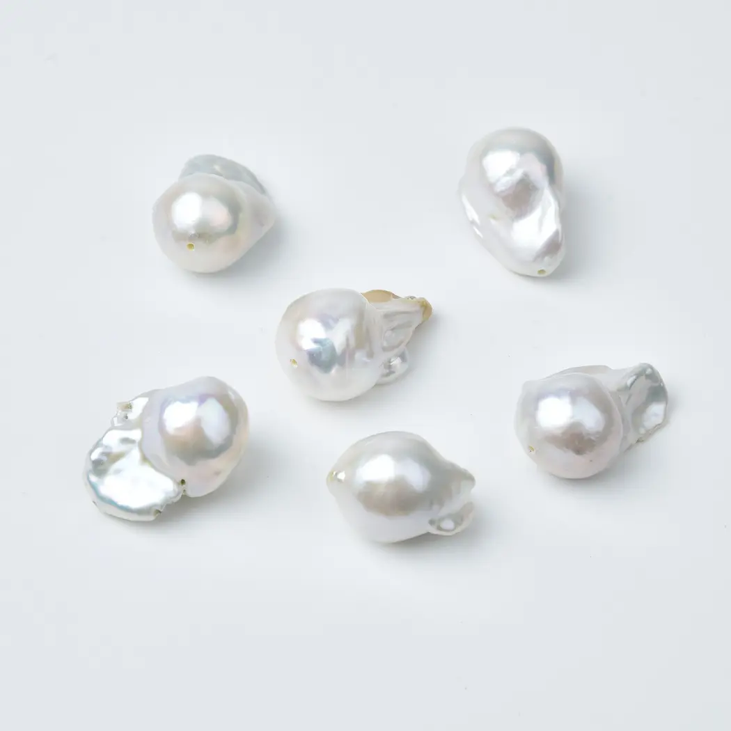 Large White Freshwater Baroque Pearl Beads 20x10mm Irregular Fireball for Statement Bridal Jewelry Making Supplies FWP126 - Image 2