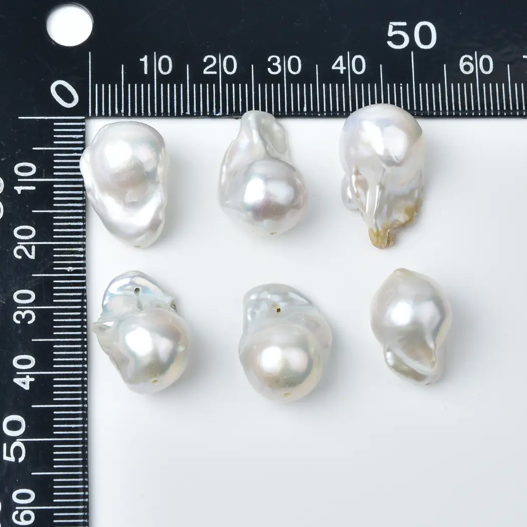 Large White Freshwater Baroque Pearl Beads 20x10mm Irregular Fireball for Statement Bridal Jewelry Making Supplies FWP126 - Image 6