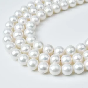 Natural White Round Freshwater Pearl Beads 11-13mm Large High Luster Cultured Pearl Strand for Elegant Jewelry Making FWP127